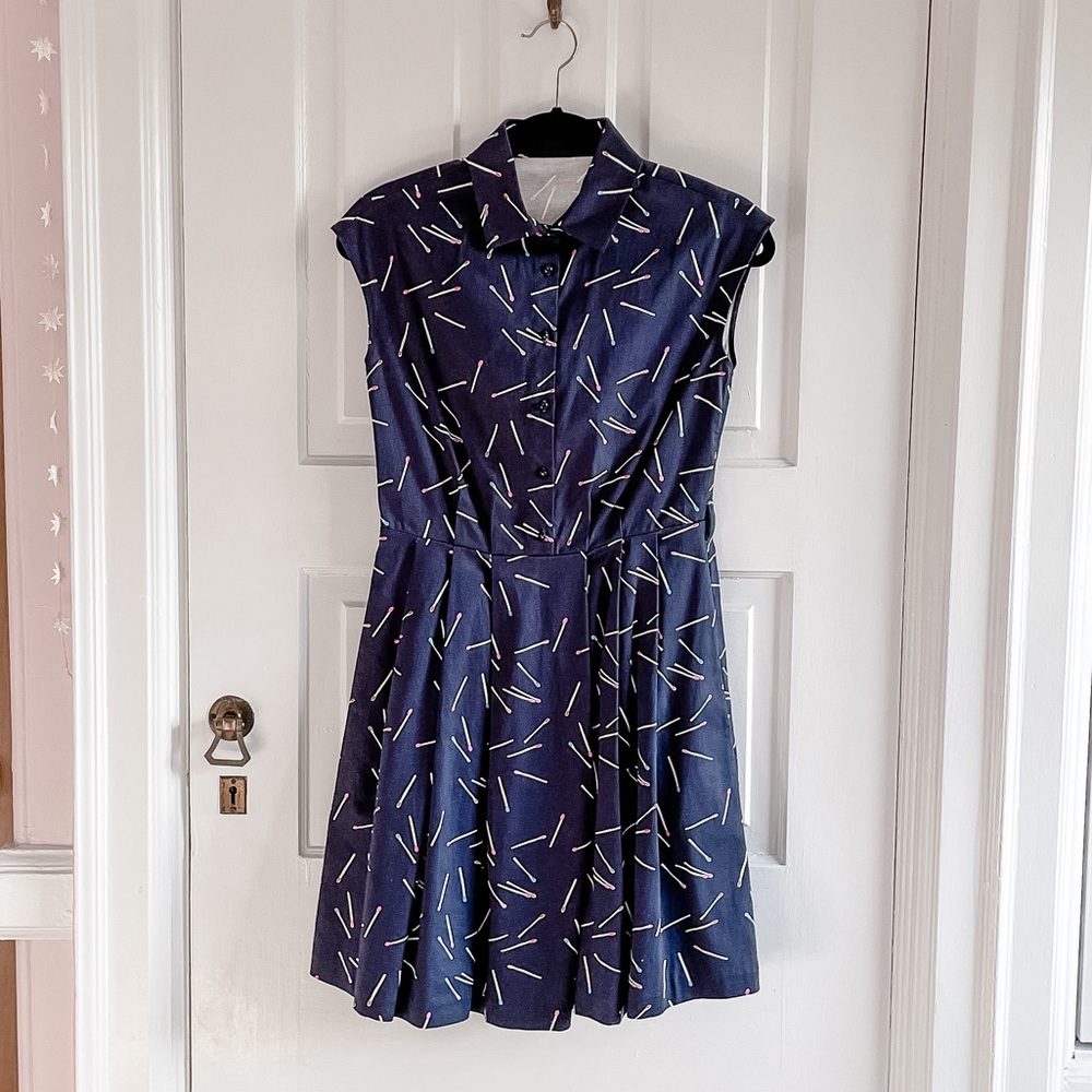 Vintage shirt dress with match print